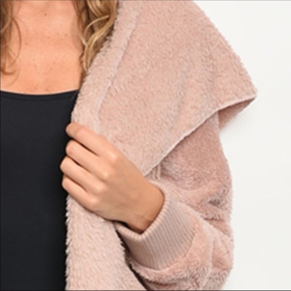 NEW Hem & Thread Blush Mauve Fleece Sweater Jacket - Picture 3 of 8